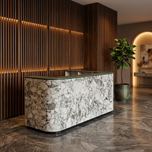 Losa delgada de mármol blanco, chapa de piedra de mármol natural, diseño contemporáneo, revestimiento de pared interior, acabado de superficie duradero - Product Image 3