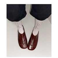Chaussures plates marron plissées en peluche avec nœud, toutes saisons, légères, respirantes, à bout fermé, à enfiler, collection Automne-Hiver 2026