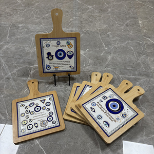 Salvamanteles de Cerámica con Ojo <span class=keywords><strong>Turco</strong></span> en Relieve y Asa de Bambú, Resistente al Calor, para Decoración del Hogar - Product Image 1