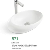 Évier en céramique moderne et simple, aspect granit, forme ovale, garantie 5 ans, pour salle de bain, balcon, hôtel, avec drain intégré et robinet monotrou