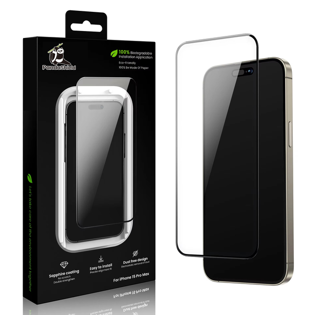 Easy Installer Anti-Spy Screen Protector Kit iPhone 16 15 Pro Max Ultra-Dust-Free Tempered Glass Privacy Paper Box Compatible