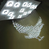 Lustre en cristal, luminaires de plafond en cristal pour hall, décoration d'hôtel et de villa, luminaires de plafond pour hall avec motifs d'aigles et de mouvements d'oiseaux