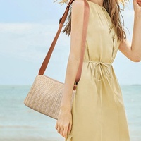 Sac à main rétro européen et américain en paille tressée pour femme, personnalisé en usine, avec fermeture éclair, tendance, pour l'été, sac de plage, bandoulière croisée