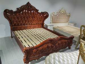 Lit <span class=keywords><strong>King</strong></span> en bois massif de Style européen, sculpté, chambre à coucher, lit Double de luxe, lit de princesse pour meubles d'hôtel et de maison - Product Image 5