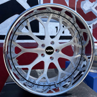 Jantes forgées NJQS 2 pièces Stance 22 24 26 pouces 5x114.3 5x120 à lèvre polie et déporté profond pour BMW Chevy Corvette C8 Nissan GTR