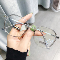 Usine Super pas cher prix lunettes optiques cadre Version coréenne polygone Anti-lumière bleue lentille plate myopie lunettes en gros