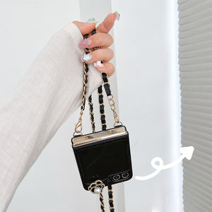 Crossbodyเชือกหนังโซ่พลิกพับหม่อนมุกหนังเคสโทรศัพท์สําหรับSamsung <span class=keywords><strong>Galaxy</strong></span> zflip5 zflip4 <span class=keywords><strong>zflip3</strong></span> - Product Image 5