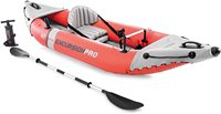 INTEX 68303 PVC Excursion Pro Kayak gonflable siège réglable bateau de pêche avec supports de canne à pêche avirons en aluminium 86 pouces