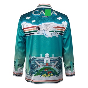Camicia da Uomo Personalizzata di Lusso <span class=keywords><strong>in</strong></span> Seta di Alta Qualità con Stampa Casa Blanca a Maniche Lunghe e Colletto Button-Down - Product Image 6