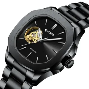 Montres mécaniques automatiques squelette de luxe de marque supérieure KINYUED J112 pour hommes, étanches, en acier inoxydable noir, Relogio Masculino - Product Image 6