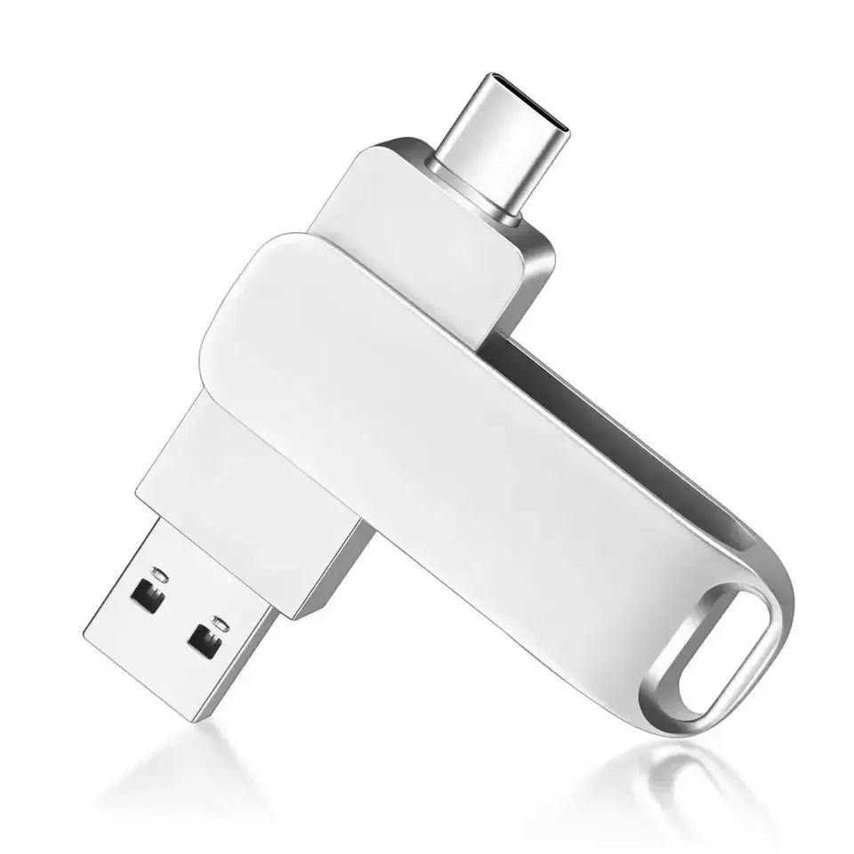 Barato a granel 2 en 1 USB 3,0 Metal Pendrive 2GB 4GB 8GB 16GB Pen Drive 32GB 64GB Usb Flash Drive para teléfonos inteligentes tipo C