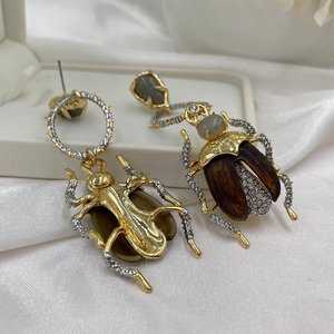 SENYU Nuovi Orecchini di Lusso Europei Vintage a Forma di <span class=keywords><strong>Scarabeo</strong></span> per Donne, con Cristalli Incastonati, Gioielli a Forma di Insetto, Regalo per Feste - Product Image 5