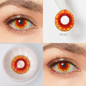 Pseyeche devil Halloween lentilles de contact jaune <span class=keywords><strong>sang</strong></span> plat cosplay lentilles feu d'artifice blanc fou lentilles de contact - Product Image 4