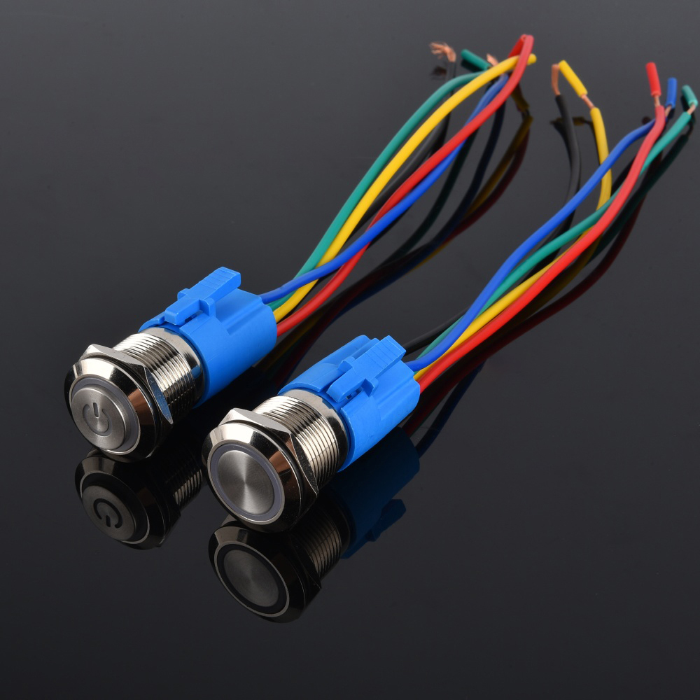 19mm <strong>5A</strong> 10A <strong>Push</strong> <strong>Button</strong> <strong>Switch</strong> Self-Locking Reset Stainless Steel IP65 LED 1NO 12V/24V/<strong>220V</strong> Home Appliance Industrial Use