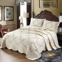 Ensemble de couvre-lits de luxe en coton, patchwork floral, ensemble de couvre-lits brodés, 3 pièces, couvre-lits