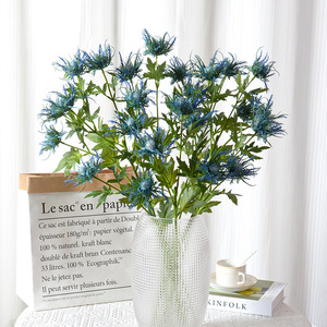 Gm 26Inch Cây Kế Nhân Tạo Hoa Bất Cảm Ứng Màu Xanh Cây Kế Mộc Mạc Phun Eryngium Biển Holly Cho Đám Cưới Bó Hoa Trung Tâm - Product Image 4