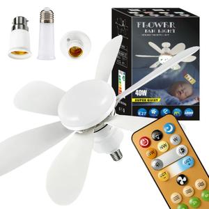 0728 Remote <b>Dimmable</b> 6 Blades Flower Fan <b>Light</b> <b>Ceiling</b> Bulb Socket for Guest Room B&b Hotel Indoor Decor Lamp - Product Image 4