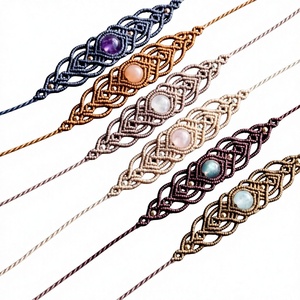 Handmade Macrame <b>Gemstone</b> <b>Bracelet</b> Mix for Jewelry Making Wholesale HARI OM CREATIONS Rajasthan Vintage Buddhist Style - Product Image 1