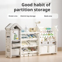 Organisateur de rangement pour jouets d'enfants avec étagère à livres, étagère en plastique multi-niveaux pour chambre à coucher, salle à manger, salle de jeux