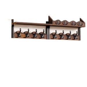 Wooden Coat Rack Wall Mounted 4 In 1 Multifunction Entryway Organizer With <b>Shelf</b> <b>Hooks</b> For Clothes Keys Bags And Mail - Product Image 2