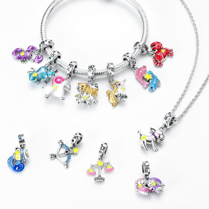 Colgante Luminoso de los Doce Signos del Zodíaco, Chapado en Plata 925 Original, Joyería DIY para Fiestas, Unisex para Niños, Venta Caliente Transfronteriza - Product Image 1