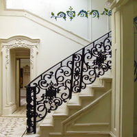 Rampe d'escalier en fer forgé antique italienne, élégants designs de rampes en fer pour villas, balustrades et rampes