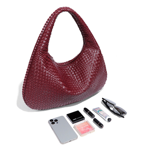 <span class=keywords><strong>Bolso</strong></span> de Hombro de Moda en Oferta, <span class=keywords><strong>Bolso</strong></span> Tipo Hobo de <span class=keywords><strong>Cuero</strong></span> PU Tejido a Mano con Cierre de Cremallera, <span class=keywords><strong>Bolso</strong></span> de Mano <span class=keywords><strong>Trenzado</strong></span> Informal para Mujer, para Viajes - Product Image 3