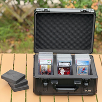 Étui de rangement pour cartes sportives à 3 rangées avec cadre en aluminium et fermeture à bouton pour cartes gradées PSABS/BGS