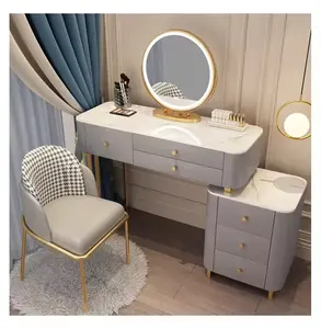 Luxury Modern Dressing Table For Bedroom Make Up Dressing Table White With Led Mirror Vanity Bedroom Furniture