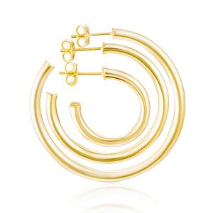 925 Silver Jewelry Classic 14k Gold Big <strong>Chunky</strong> Hollow Thick Hoop <strong>Earrings</strong> - Product Image 1