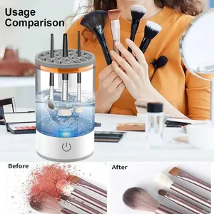 Limpiador de Brochas de Maquillaje Eléctrico Automático con Soporte Giratorio, Herramienta de Limpieza Rápida para Mujeres, Secado Rápido, Plástico - Product Image 4