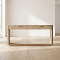 Meuble de salon de style villa industrielle moderne, console d'entrée en bois avec dossier de canapé en bois massif et tiroirs