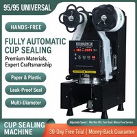 Machine de scellage thermique entièrement automatique pour gobelets en plastique, idéale pour les boissons, les jus, le bubble tea, et les mini-gobelets à induction.