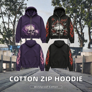Sweat-shirt à capuche zippé pour homme personnalisé, 100% coton French Terry, impression intégrale, streetwear, sweat-shirt zippé intégral - Product Image 2