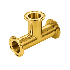 Raccord en T à diamètre égal, filetage NPT femelle, laiton poli, haute pression, pour alimentation en eau, 4,6 pouces - Product Image 1