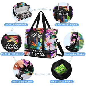 Sac de voyage Aloha personnalisé avec imprimé Puakenikeni, extensible, pliable, séparation sèche et humide, sacs de sport imperméables - Product Image 4