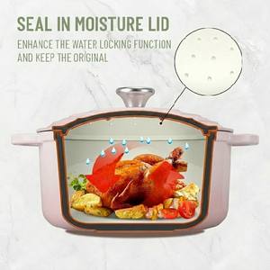 Casserole <span class=keywords><strong>en</strong></span> <span class=keywords><strong>fonte</strong></span> émaillée rose clair E-TOP, faitout hollandais avec couvercle, pot à soupe robuste, ustensiles de cuisine durables, compatible four - Product Image 5