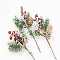 Noël Simulation Pin Ruit Branches Flocon De Neige Pin Aiguille Baies Fruits Rouges Branches Décoration Festive Noël