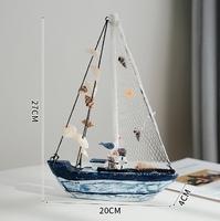 Accessoires de maison méditerranéens Bateaux à voile en coquillages bleus et blancs Artisanat de style ancien
