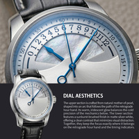 Montre personnalisée OEM avec logo, mouvement automatique Miyota 8215 modifié, heures rétrogradées, cadran unique en nacre