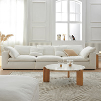 Ensemble de canapés d'angle modulaires modernes Clouds pour salon, en tissu crème, coton et lin silencieux, amovible et lavable, avec éponge et acier inoxydable