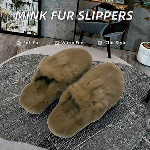 QIUCHEN 0305 Sandales d'hiver pour femmes en fourrure de vison véritable antidérapantes avec semelle intermédiaire en EVA et semelle extérieure en PVC pour le printemps, l'automne et l'hiver - Product Image 2