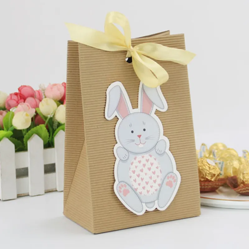 Kraft papier Candy Box Kaninchen Geschenk box mit Band Schokoladen box Ostern Geburtstag Weihnachts feier begünstigt Hochzeits dekoration