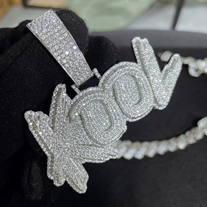 <span class=keywords><strong>Collana</strong></span> Hip Hop con <span class=keywords><strong>Nome</strong></span> e Numero, <span class=keywords><strong>Doppio</strong></span> Strato Bicolore, Completamente Decorata con Zirconi, Ciondolo Personalizzato con Lettere Maiuscole - Product Image 3