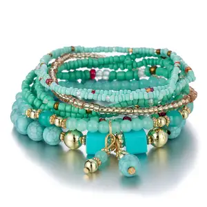 Kralen Armbanden Mode Sieraden Armbanden Voor Cadeau Feest Bohemian Handgemaakte Multi-Layer Armband Met Creatieve Turquoise Kralen