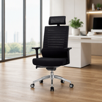 Chaise de bureau exécutive moderne avec accoudoirs réglables, appui-tête, revêtement en tissu, siège pivotant et poignée d'inclinaison pour l'étude