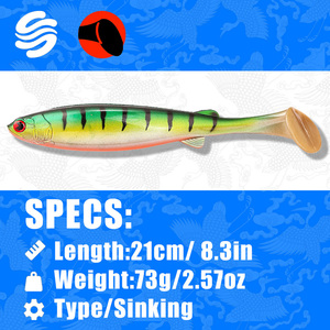 Señuelo de Pesca Suave de PVC B&U JT34, Swimbait de 21 cm/73 g, Cola de Paleta Realista, Señuelo de Pesca para Agua Salada, Agua Dulce, Lago, Río, Lubina, Lucio - Product Image 2