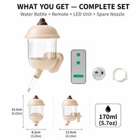 Bouteille d'eau magnétique 170 ml avec lumière LED télécommandée, abreuvoir anti-goutte pour petits animaux, décoration de cage pour petaugeur