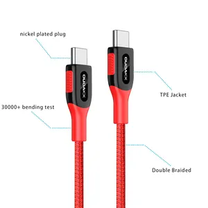 Kabel data USB Tipe C ke C, kawat USB Tipe C ke C asli, kabel PD 60W 20V 3A pengisian cepat untuk ponsel Huawei Samsung