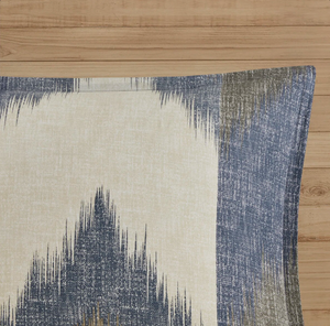 Neutral Slate Blue Ikat Chevron <strong>Ombre</strong> Print 100% Polyester Stitch Quilt 3-Piece Set - Product Image 2